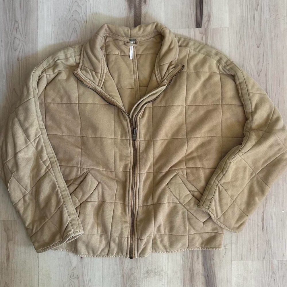 Free People Tan Quilted Jacket